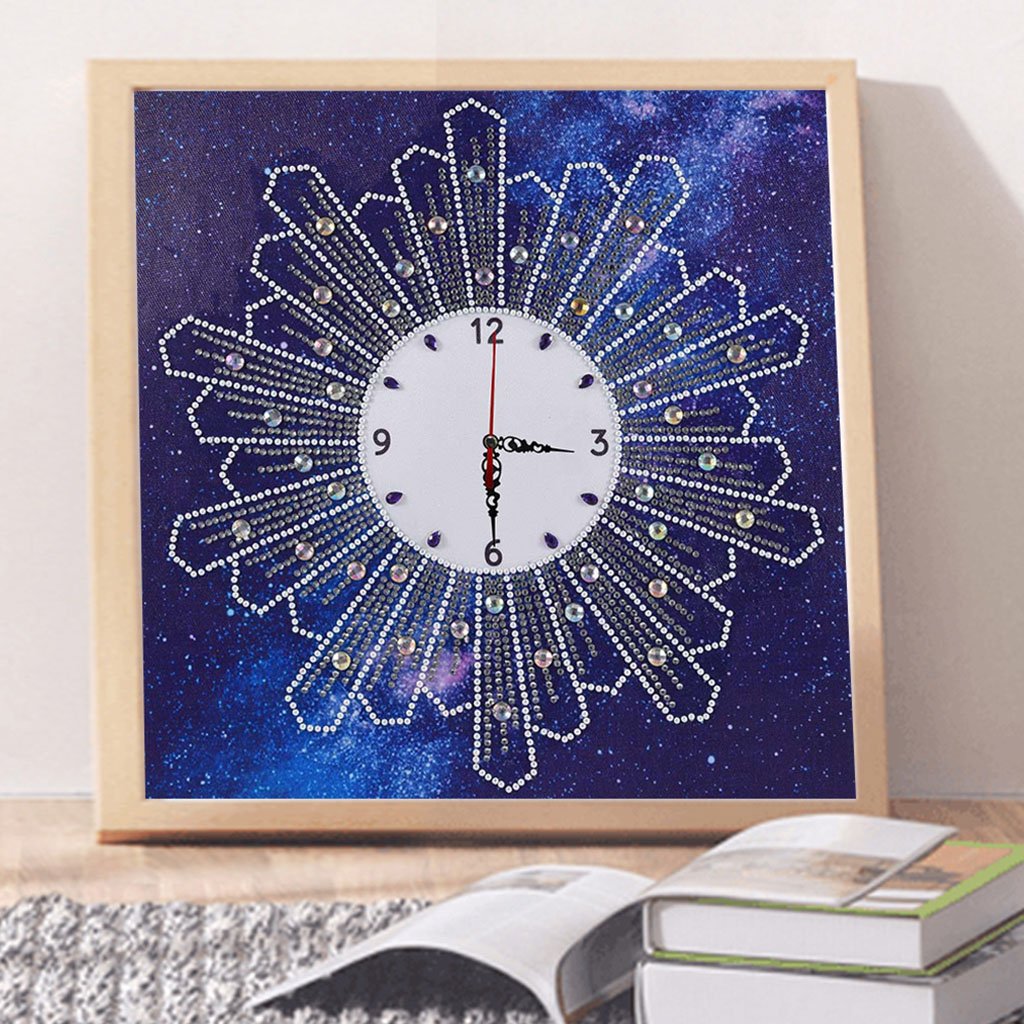 Blue Sparkle Wall Clock-DIY Diamond Painting