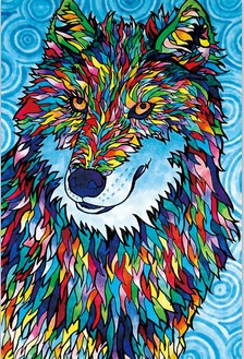 Multicolor Wolf-DIY Diamond Painting