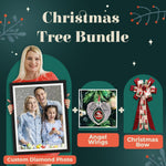 Christmas Tree Bundle: Custom Diamond Photo +Angel Wings + Christmas Bow-DIY Diamond Painting