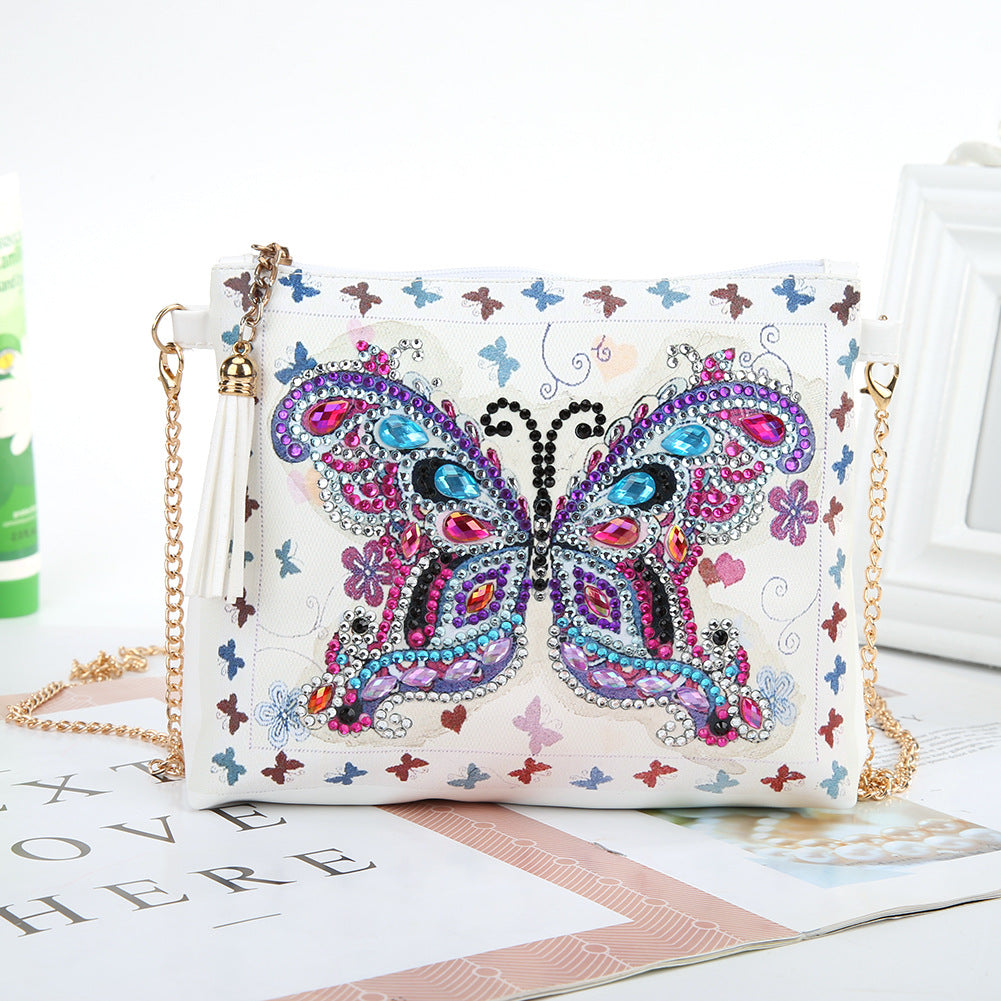 18*15CM Butterfly Crossbody Handbag 5D DIY Special Shaped Diamond Painting  Rhinestone Leather Diamond Art bags for Adults and Kids