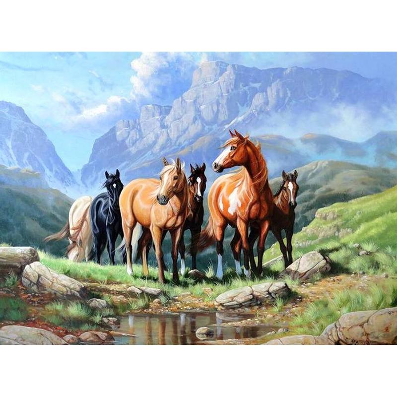 Wild Horses-5D DIY Diamond Painting , Diamond Painting kit